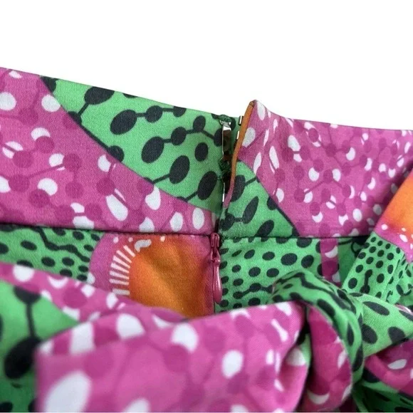 Anthropologie Doreen Mashika Legend & Song Dutch Wax Skirt Pink Green Dot Sz 10